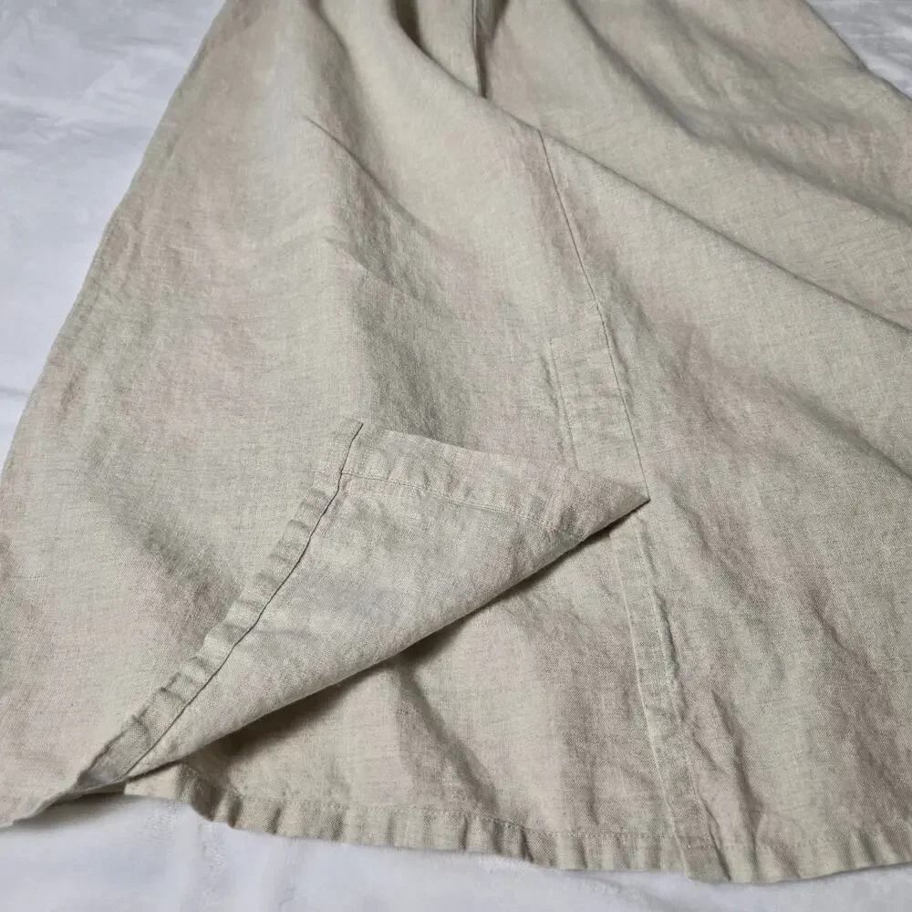 Talbots 100% Irish Linen Midi Skirt Neutral – L - Picture 4 of 9